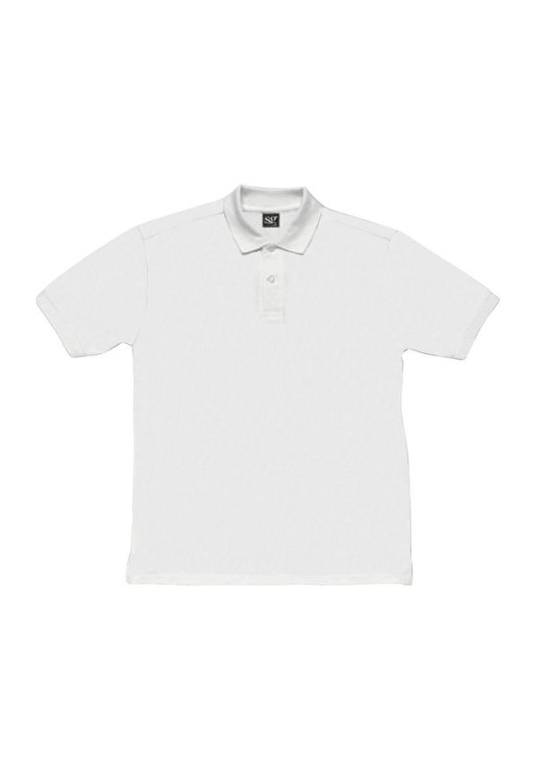 SG - Męska Bawełniana Koszulka Polo Z Krótkim Rękawem Typu Ringspun. Typ kołnierza: polo. Kolor: biały. Materiał: bawełna. Długość rękawa: krótki rękaw. Długość: krótkie