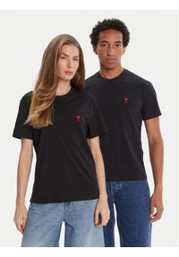 AMI PARIS T-Shirt BFUTS035.724 Czarny Regular Fit. Kolor: czarny. Materiał: bawełna