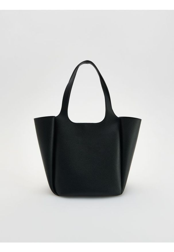 Reserved - Torebka shopper - czarny. Kolor: czarny. Materiał: skórzane