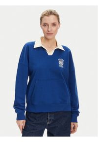 Guess Jeans Bluza W5YQ16 K68I4 Niebieski Oversize. Kolor: niebieski. Materiał: bawełna