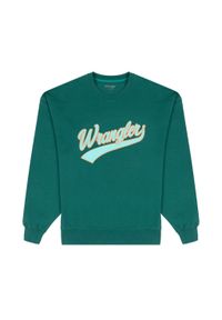 Wrangler - WRANGLER CREW NECK MĘSKA BLUZA BEZ KAPTURA LOGO CIEPŁA BAYBERRY GREEN W6H0I3G26 112331914. Typ kołnierza: bez kaptura #4