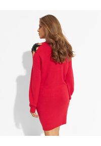 Ermanno Firenze - ERMANNO FIRENZE - Czerwona sukienka z dzianiny. Okazja: na co dzień. Typ kołnierza: golf. Kolor: czerwony. Materiał: dzianina. Długość rękawa: długi rękaw. Typ sukienki: proste, oversize. Styl: casual #2