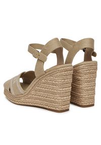 TOMMY HILFIGER - Tommy Hilfiger Espadryle Tommy Hilfiger Espad High Wedge FW0FW08668 Beżowy. Kolor: beżowy. Materiał: materiał #3