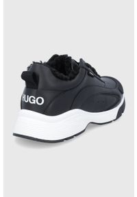 Hugo Buty 50459632.001 kolor czarny na płaskiej podeszwie. Nosek buta: okrągły. Zapięcie: sznurówki. Kolor: czarny. Materiał: guma. Obcas: na płaskiej podeszwie #5