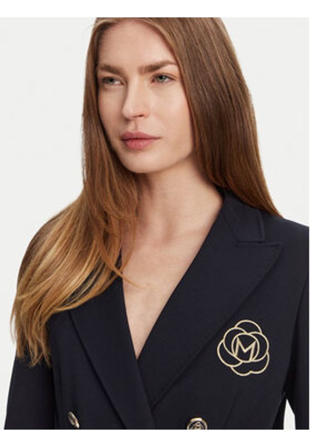 Marella Marynarka Baiocco 2513911024 Granatowy Slim Fit. Kolor: niebieski. Materiał: wiskoza, syntetyk