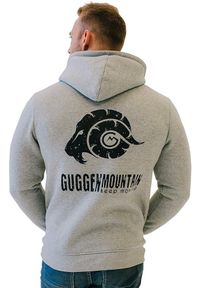 GUGGEN MOUNTAIN - Męska bluza z polaru z kapturem i zamkiem błyskawicznym. Typ kołnierza: kaptur. Kolor: czarny, szary, wielokolorowy. Materiał: bawełna, poliester. Sport: wspinaczka