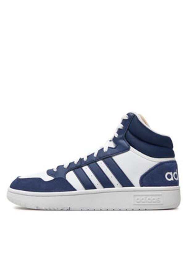 Adidas - adidas Sneakersy Hoops 3 Mid Lifestyle Basketball Classic Vintage IG1432 Biały. Kolor: biały. Materiał: skóra. Sport: koszykówka