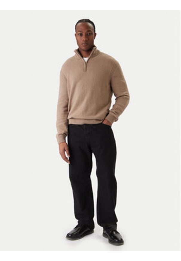 Jack & Jones Sweter Point 12287316 Beżowy Relaxed Fit. Kolor: beżowy. Materiał: bawełna