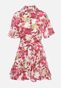 Born2be - Różowa Sukienka z Krótkim Rękawem Zapinana na Guziki z Materiałowym Paskiem i Falbanką Timaooni. Okazja: na co dzień. Kolor: różowy. Materiał: materiał. Długość rękawa: krótki rękaw. Sezon: wiosna, lato. Typ sukienki: rozkloszowane. Styl: casual, wizytowy #3