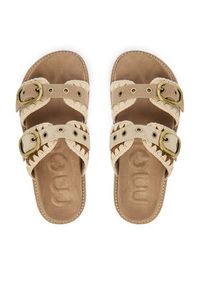 Mou Klapki MU.SW461023A Beżowy. Kolor: beżowy. Materiał: skóra, zamsz #4