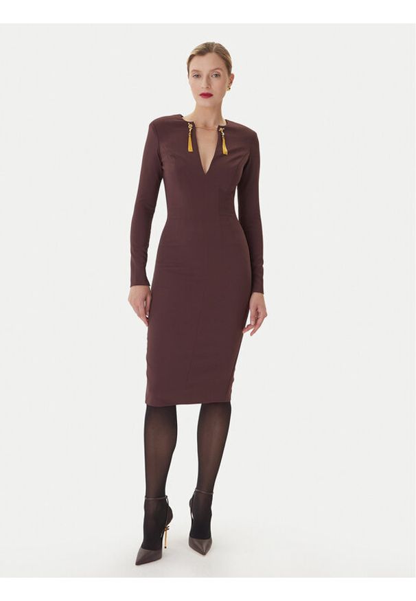 Elisabetta Franchi Sukienka koktajlowa AM-20B-56E2-V480 Bordowy Regular Fit. Kolor: czerwony. Materiał: syntetyk. Styl: wizytowy