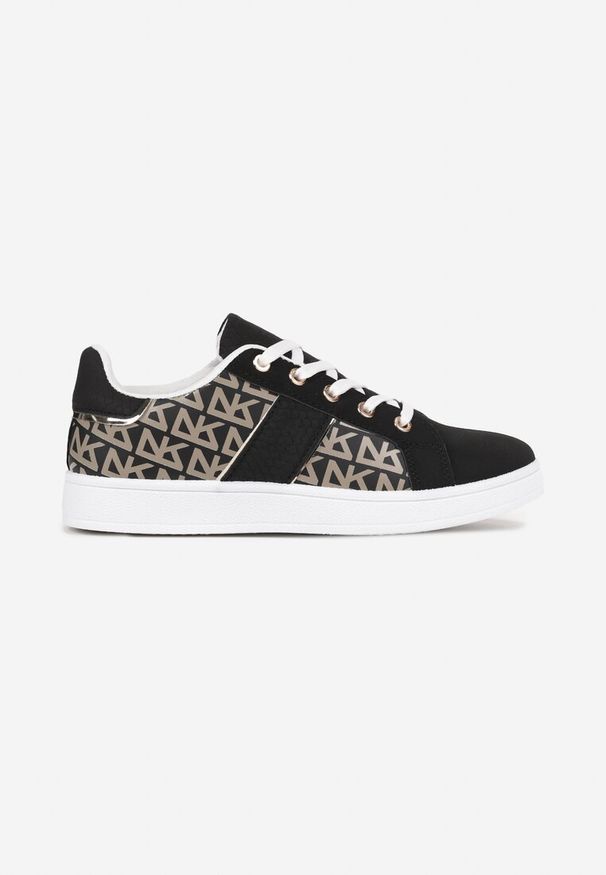 Renee - Czarne Sneakersy z Printem Casica. Kolor: czarny. Wzór: nadruk