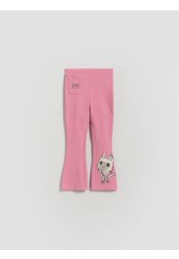 Reserved - Spodnie flare Koci Domek Gabi - różowy. Kolor: różowy. Materiał: dzianina, bawełna #1