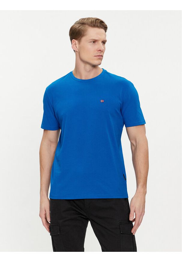 Napapijri T-Shirt Salis NP0A4H8D Niebieski Regular Fit. Kolor: niebieski. Materiał: bawełna