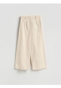 Reserved - Spodnie we wzór pinstripe - złamana biel. Materiał: bawełna, tkanina, żakard #1