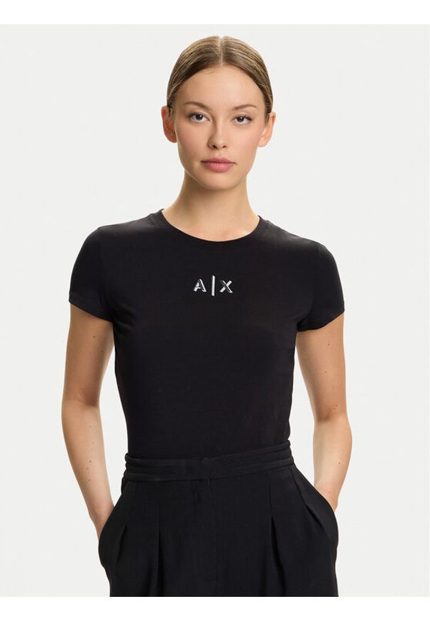 Armani Exchange T-Shirt XW001382 AF16294 UC001 Czarny Slim Fit. Kolor: czarny. Materiał: bawełna