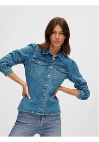 Selected Femme Koszula jeansowa Karna 16088227 Niebieski Regular Fit. Kolor: niebieski. Materiał: jeans, bawełna #4