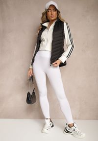 Renee - Czarna Kamizelka z Ozdobnym Pikowaniem i Kapturem z Możliwością Odpięcia Ninaviona. Okazja: na co dzień. Kolor: czarny. Materiał: jeans. Styl: klasyczny, elegancki, casual