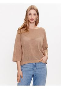 Marella Sweter Yen 2333610235 Beżowy Regular Fit. Kolor: beżowy. Materiał: bawełna