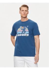 Lacoste T-Shirt TH8567 Granatowy Regular Fit. Kolor: niebieski. Materiał: bawełna