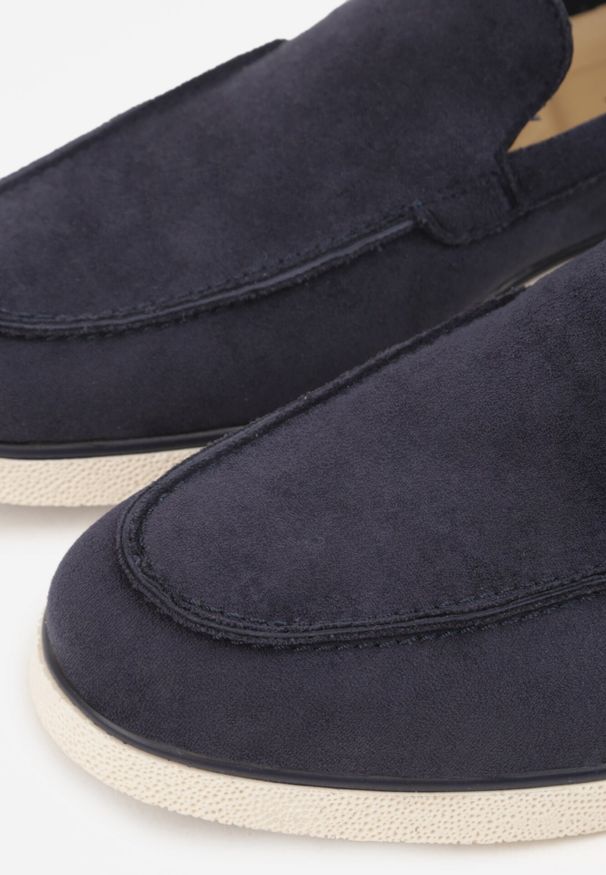 Born2be - Niebieskie Wsuwane Półbuty Mokasyny z Imitacji Zamszu Bagena. Okazja: do pracy, na co dzień, na spotkanie biznesowe. Zapięcie: bez zapięcia. Kolor: niebieski. Materiał: zamsz. Styl: biznesowy, klasyczny, casual
