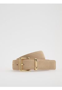 Reserved - Skórzany pasek - beżowy. Kolor: beżowy. Materiał: skóra