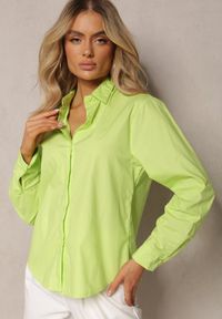 Renee - Jasnozielona Klasyczna Koszula z Długimi Rękawami z Możliwością Podwinięcia Brennadia. Kolor: zielony. Materiał: materiał. Długość rękawa: długi rękaw. Długość: długie. Wzór: gładki. Styl: klasyczny #5