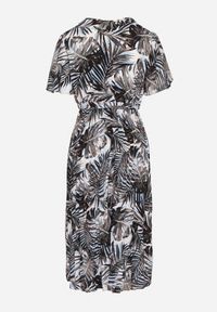 Born2be - Czarna Kopertowa Sukienka z Bawełną o Rozkloszowanym Kroju z Paskiem Aulinea. Okazja: na co dzień, na spacer. Typ kołnierza: dekolt kopertowy, dekolt w kształcie V. Kolor: czarny. Materiał: bawełna. Typ sukienki: kopertowe. Styl: casual, elegancki #4