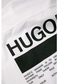 Hugo - Koszula bawełniana. Okazja: na co dzień. Typ kołnierza: kołnierzyk klasyczny. Kolor: biały. Materiał: bawełna. Długość rękawa: długi rękaw. Długość: długie. Wzór: nadruk. Styl: casual, klasyczny #6