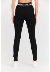 Karl Lagerfeld - KARL LAGERFELD Czarne damskie legginsy Logo Elastic Punto Leggings, Rozmiar L. Okazja: na co dzień. Kolor: czarny. Materiał: materiał, nylon, wiskoza, elastan. Styl: elegancki, casual, klasyczny #7