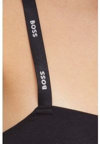BOSS biustonosz kolor czarny gładki. Kolor: czarny. Materiał: materiał, wiskoza. Rodzaj stanika: odpinane ramiączka. Wzór: gładki #2