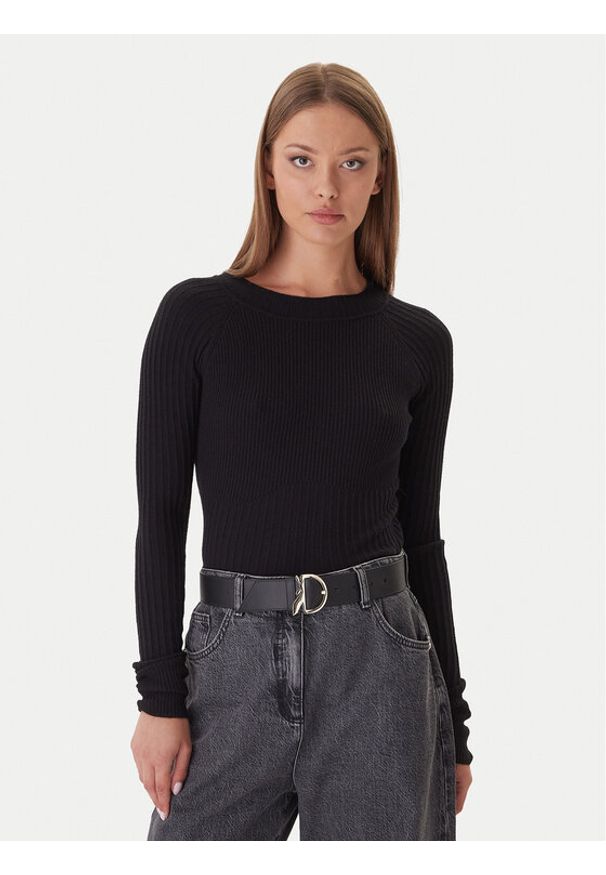 Patrizia Pepe Sweter 2K0337/K7S0-K103 Czarny Slim Fit. Kolor: czarny. Materiał: wiskoza