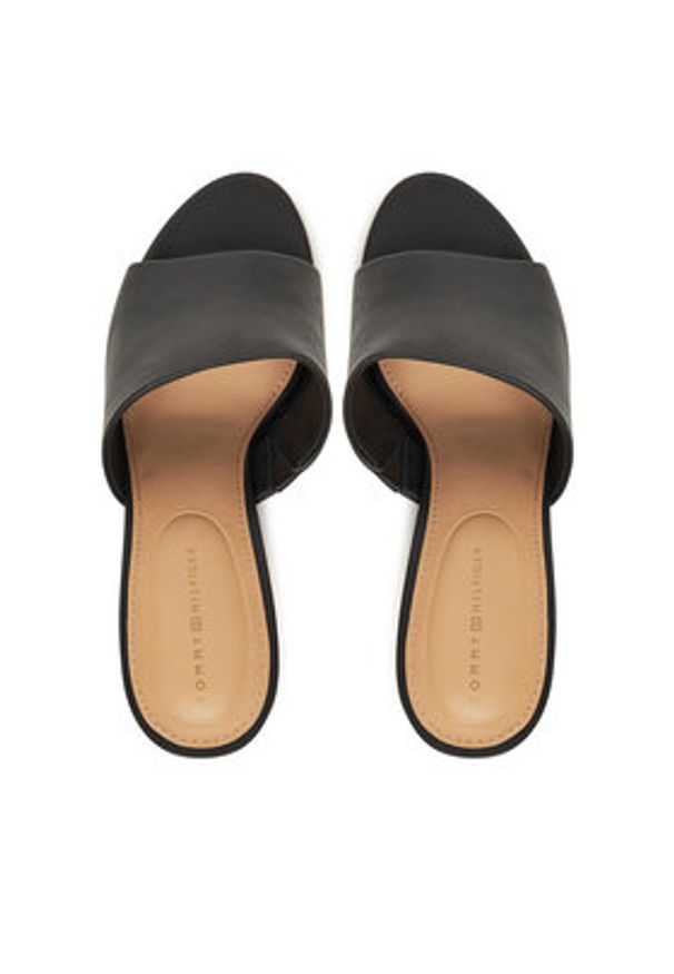TOMMY HILFIGER - Tommy Hilfiger Klapki Leather Wedge Mule FW0FW08418 Czarny. Kolor: czarny. Materiał: skóra