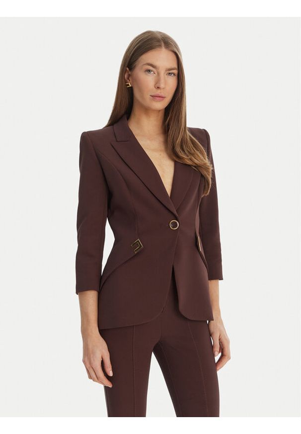 Elisabetta Franchi Marynarka GI-215-61E2-V590 Brązowy Regular Fit. Kolor: brązowy. Materiał: syntetyk