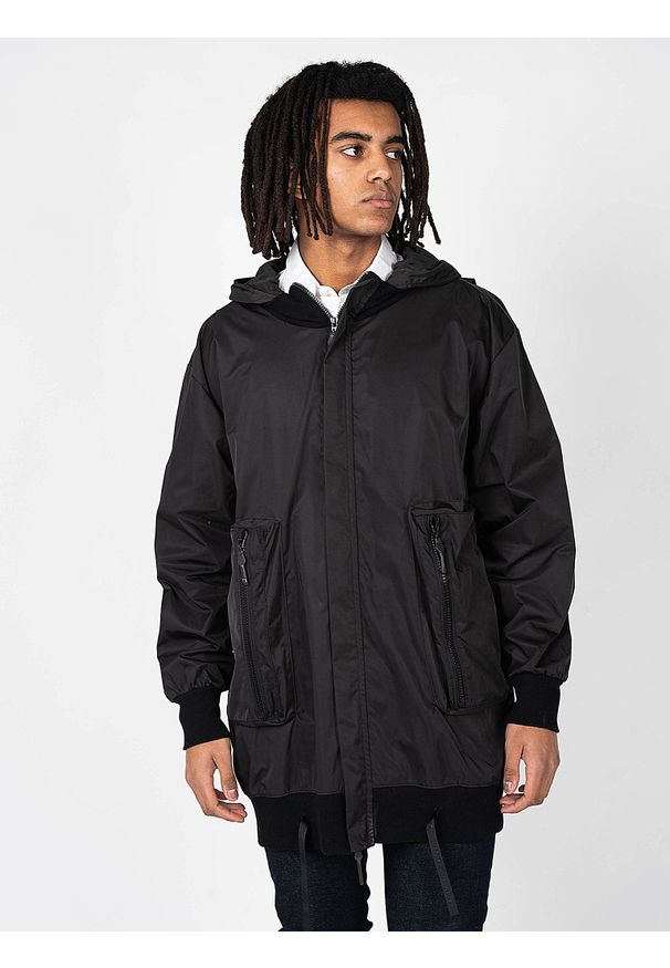 La Haine Inside Us Kurtka "Chiave" | A2105 3M | Chiave | Mężczyzna | Czarny. Okazja: na co dzień. Typ kołnierza: kaptur. Kolor: czarny. Materiał: poliester. Wzór: aplikacja. Styl: casual