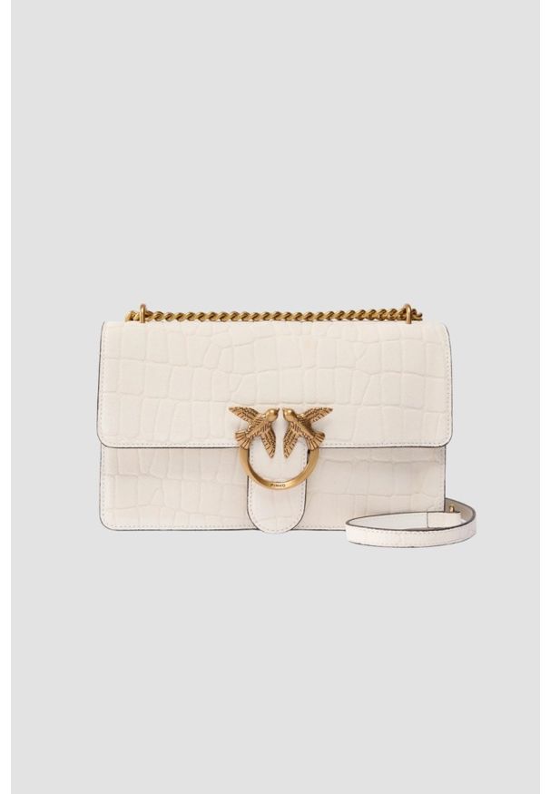 Pinko - PINKO Biała damska kopertówka Love One Mini DC Cocco Nabuccato. Kolor: biały. Materiał: z tłoczeniem. Styl: casual, elegancki