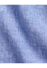 Ralph Lauren - RALPH LAUREN - Niebieska koszula z lnu Slim Fit. Typ kołnierza: polo. Kolor: niebieski. Materiał: len. Długość rękawa: długi rękaw. Długość: długie. Wzór: haft