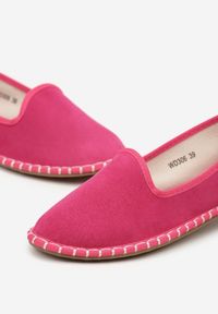 Born2be - Fuksjowe Espadryle Balerinki z Ozdobnymi Przeszyciami Firavione. Okazja: na co dzień, na imprezę. Kolor: różowy. Materiał: len. Sezon: lato. Styl: klasyczny, casual #4