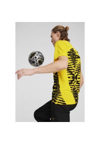 Puma - Męska koszulka przedmeczowa z krótkim rękawem Borussia Dortmund PUMA. Kolor: żółty, wielokolorowy, czarny. Długość rękawa: krótki rękaw. Długość: krótkie