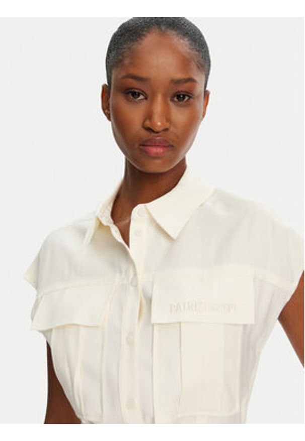 Patrizia Pepe Sukienka koszulowa 2A2870/A573-W146 Écru Regular Fit. Materiał: wiskoza. Typ sukienki: koszulowe