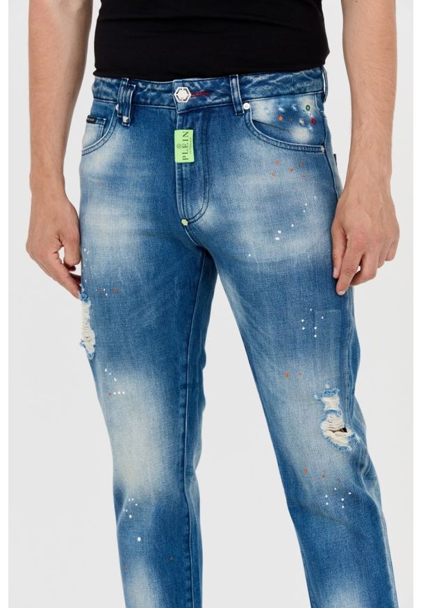 Philipp Plein - PHILIPP PLEIN Niebieskie męskie jeansy detroit. Kolor: niebieski