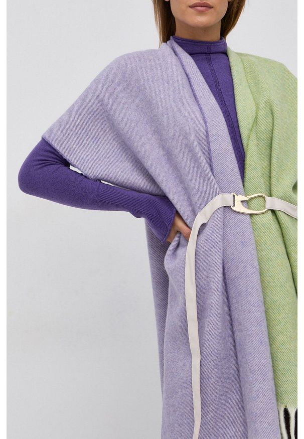 Beatrice B - Poncho wełniane. Kolor: zielony. Materiał: wełna