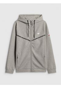 4f - 4F Bluza kibica z kapturem męska - szara XXL. Okazja: na co dzień. Typ kołnierza: kaptur. Kolor: szary. Wzór: nadruk. Styl: casual, sportowy #1