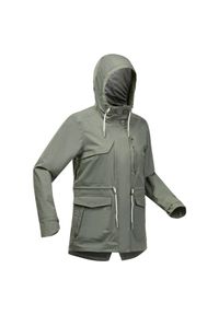 quechua - Kurtka turystyczna damska Quechua NH550 wodoodporna. Kolor: zielony, brązowy, wielokolorowy. Materiał: poliamid, materiał #1