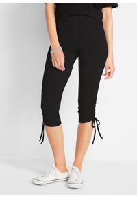 bonprix - Legginsy rybaczki z marszczeniem (2 pary). Kolor: czarny #1