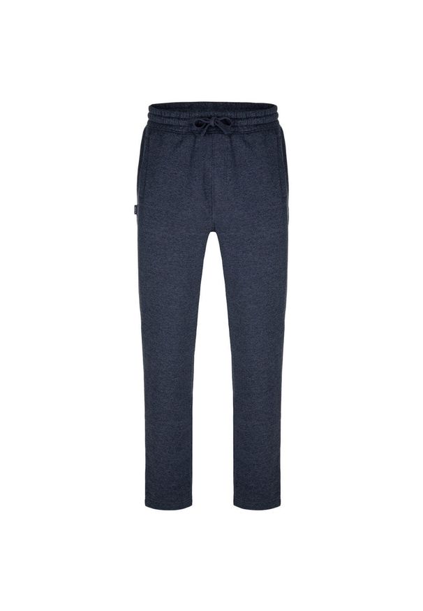 GLENMUIR - Ciemnoniebieskie męskie spodnie dresowe LOAP EDOL - Komfort i styl na co dzień. Okazja: na co dzień. Kolor: niebieski. Materiał: poliester, bawełna. Styl: casual