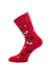 ZEAGLE - Czerwone Skarpetki Świąteczne dla Kobiet z Motywem Renifera, Rozmiar 37-41. Kolor: czerwony. Materiał: poliamid, bawełna, elastan. Sport: turystyka piesza #1