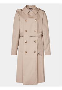 TOMMY HILFIGER - Tommy Hilfiger Trencz Cotton Classic Trench WW0WW40482 Beżowy Regular Fit. Kolor: beżowy. Materiał: bawełna