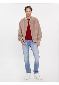 Guess Kurtka bomber Logo M4RL39 WFWS2 Beżowy Regular Fit. Kolor: beżowy. Materiał: syntetyk