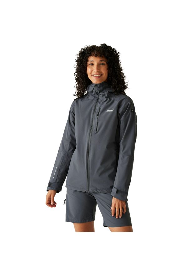 Regatta - Damska Kurtka Wodoodporna Birchdale II. Kolor: wielokolorowy, szary, fioletowy, czarny. Sport: turystyka piesza